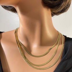 *Women's  Three Layered Gold Tone Chain Necklace